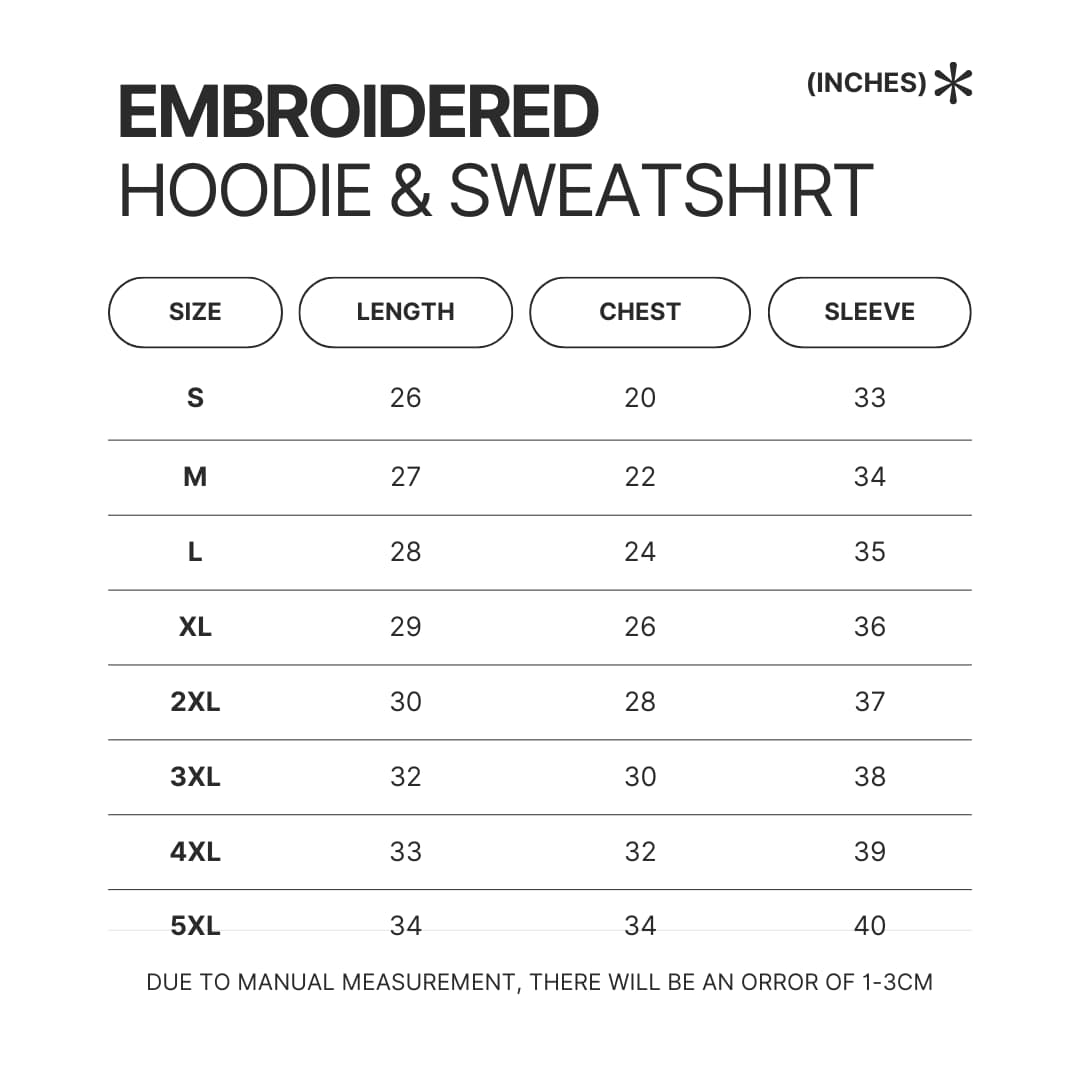 Embroidered Hoodie Sweatshirt Size Chart - Beagle Gifts