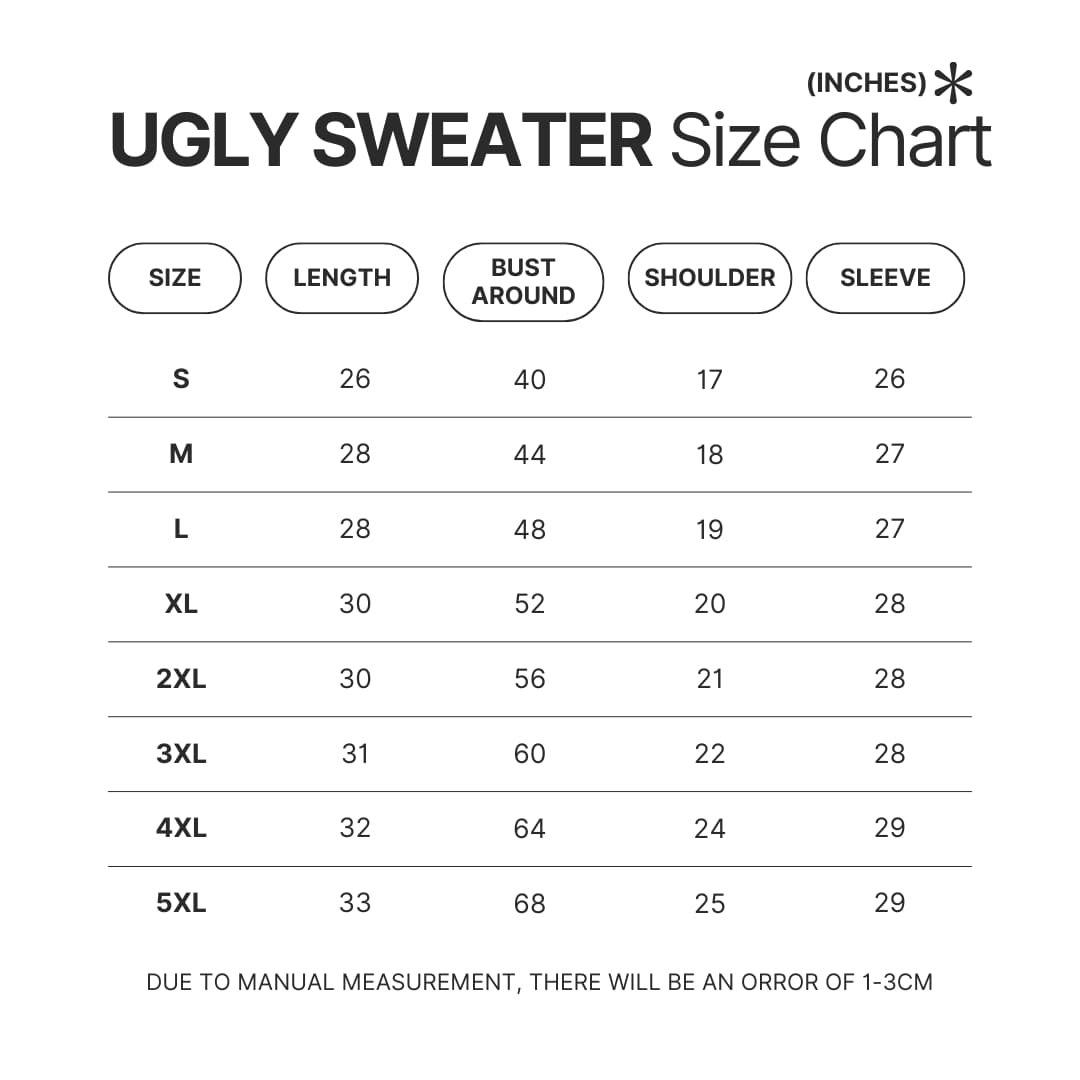 Ugly Sweater Size Chart - Beagle Gifts