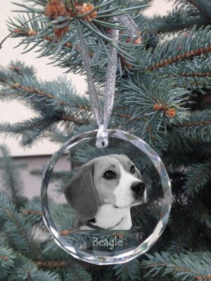 Beagle Crystal Custom Christmas Ball With Photo Ornament