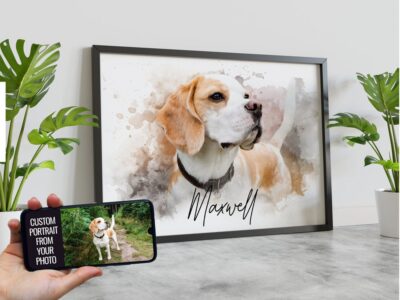 Personalized Beagle Pet Portrait Wall Art