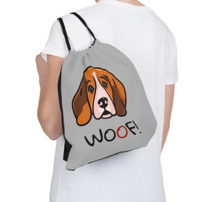 Beagle Woof! Outdoor Drawstring Bag – Grey