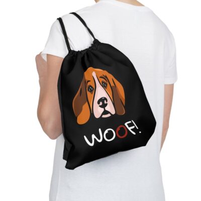 Beagle Woof! Outdoor Drawstring Bag – Black