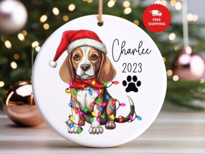 Personalized Family Beagle Christmas Ornament