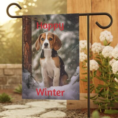 Beagle Dog Winter Garden Flag