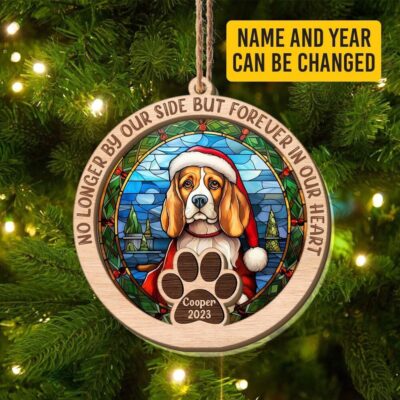 Hat Christmas Beagle Personalized Suncatcher Ornament