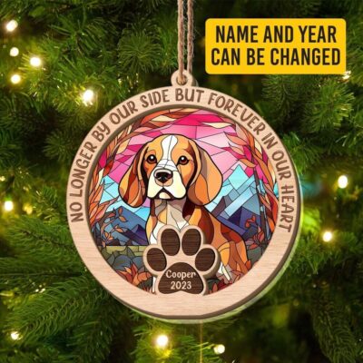 Best Beagle Christmas Personalized Suncatcher Ornament