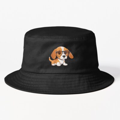 Cute Litte Beagle With Glasses Bucket Hat